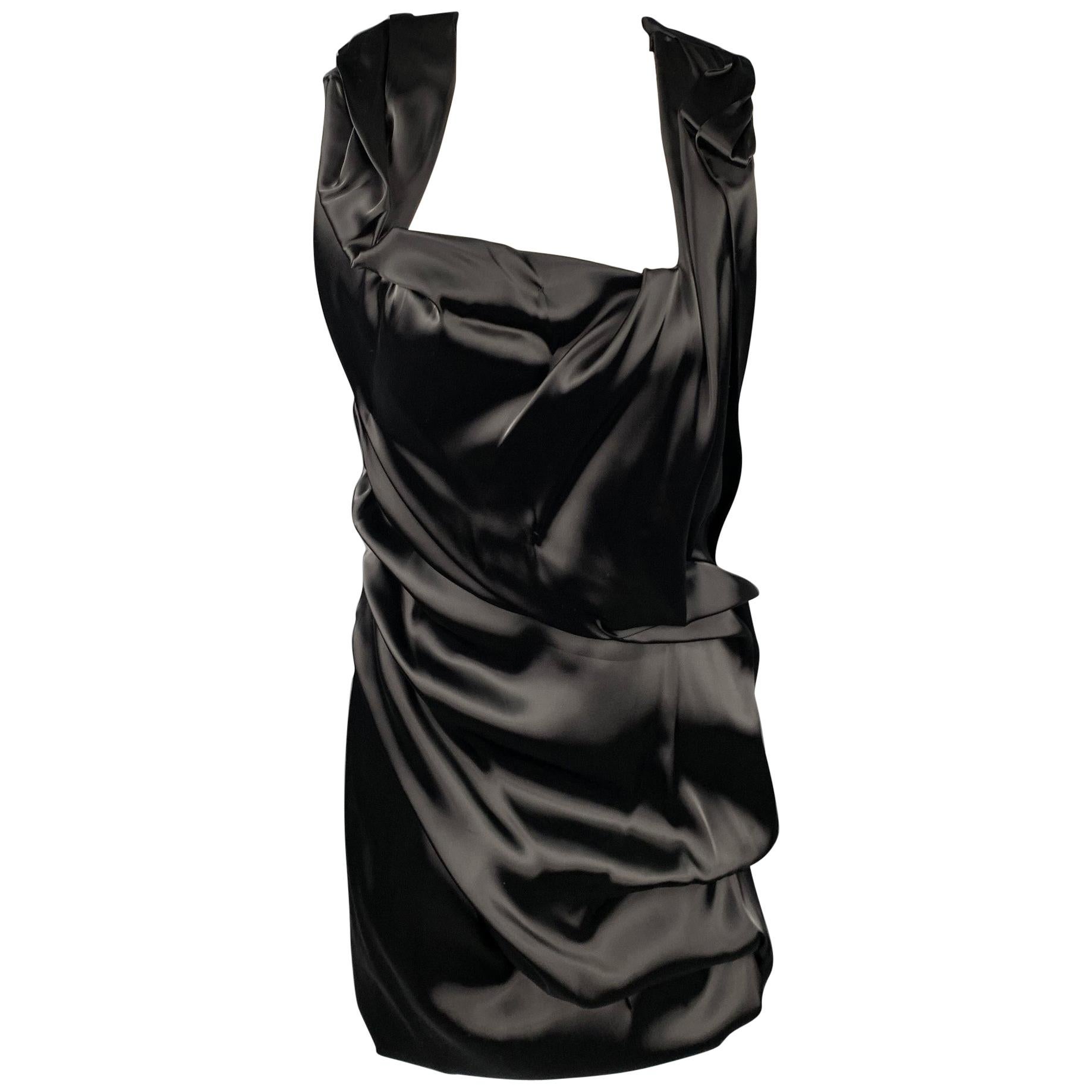 SOPHIA KOKOSALAKI Size 6 Black Nylon Blend Ruched Cocktail Dress