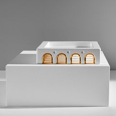 Sophia Large White Ceramic and 24-Karat Gold Details Handcrafted Centerpiece