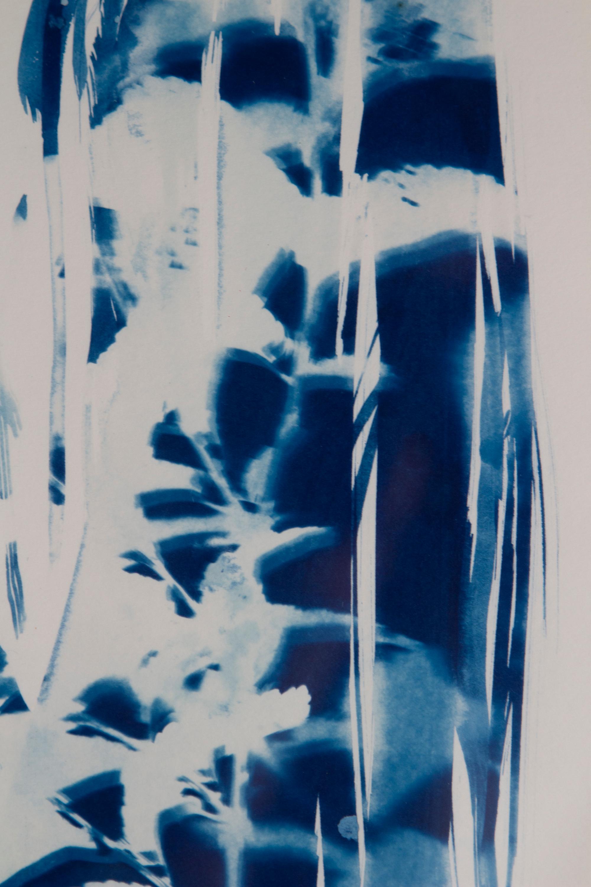 « Mère et enfant » Paysage boisé botanique, cyanotype bleu et blanc en vente 1