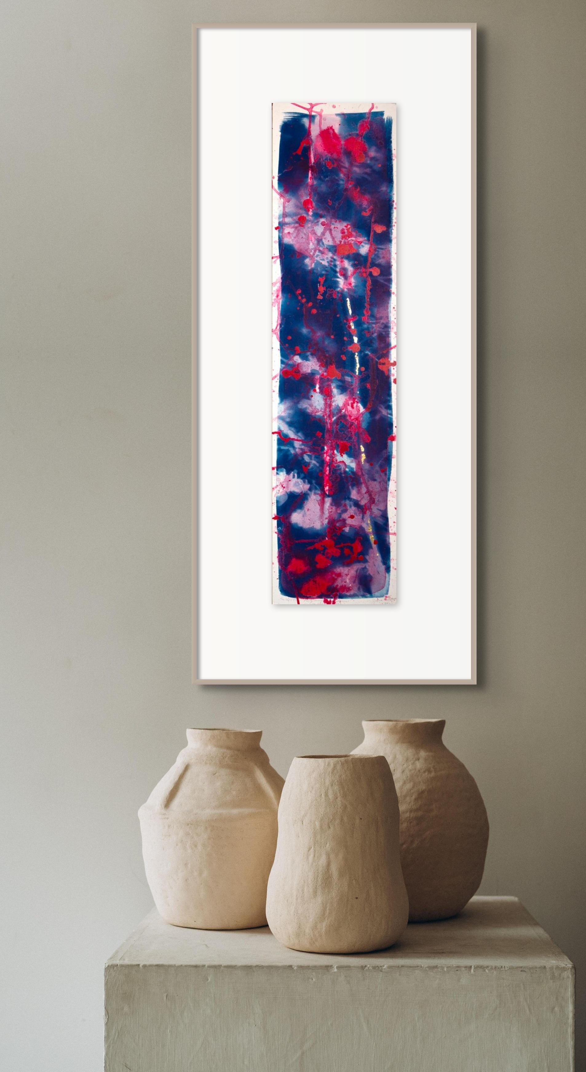 'Blood in the Veins'. Cherry blossom pink white blue magenta abstract sakura - Art by Sophia Milligan