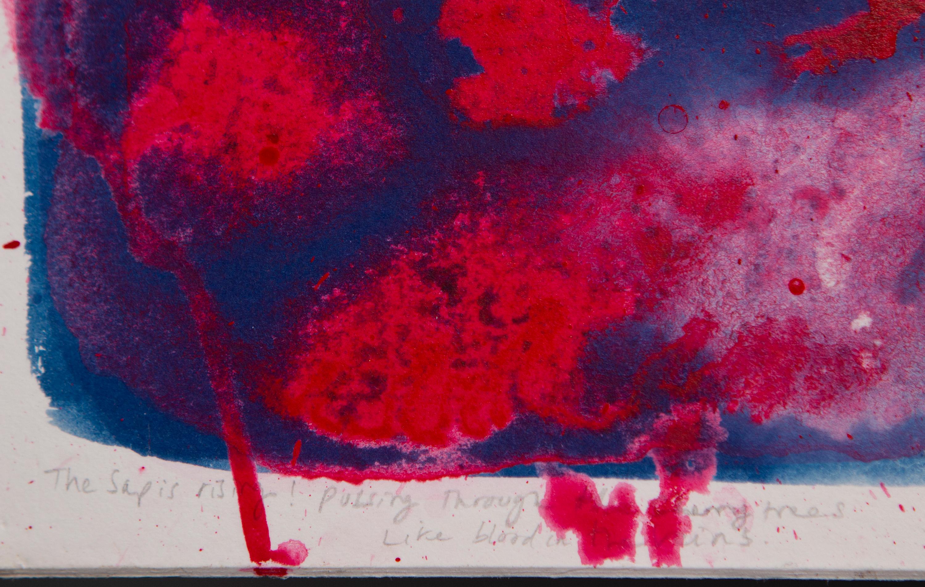 'Blood in the Veins'. Cherry blossom pink white blue magenta abstract sakura - Contemporary Art by Sophia Milligan