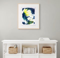 Midsummer's Noon". Peinture abstraite Sunflower bleu jaune floral abstraite