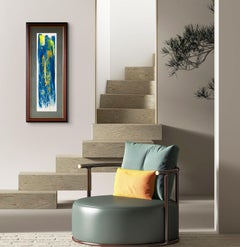 Polen y golondrinas". Pintura en técnica mixta sobre tabla, enmarcada