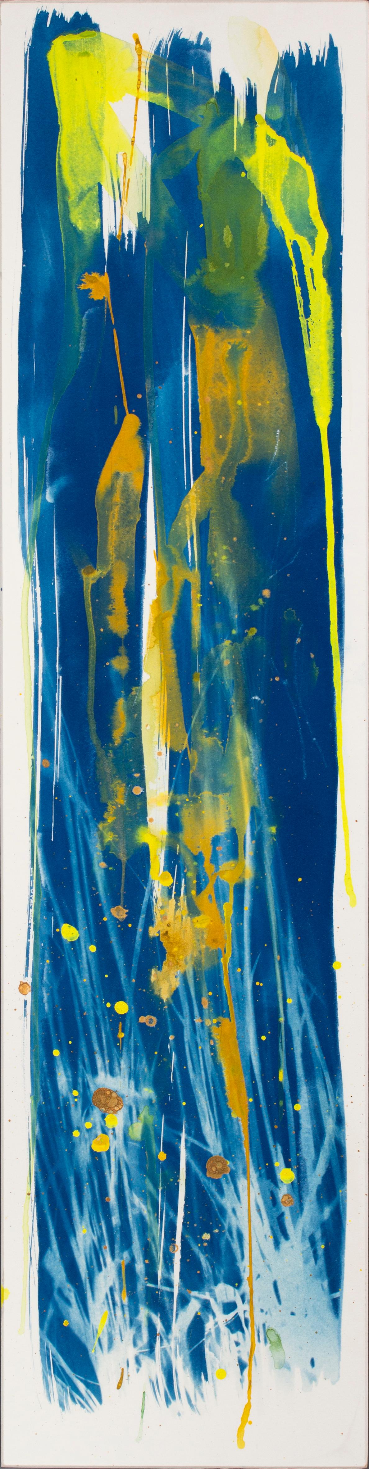 Sophia Milligan Abstract Painting – 'Pollen und Schwalben'. Gemälde in Mischtechnik auf Karton, gerahmt