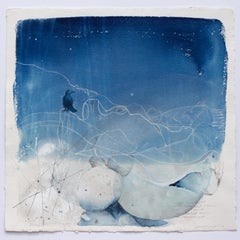 Le festin du corbeau Ocean Shore Beach Landscape Contemporary Surrealist blue white 