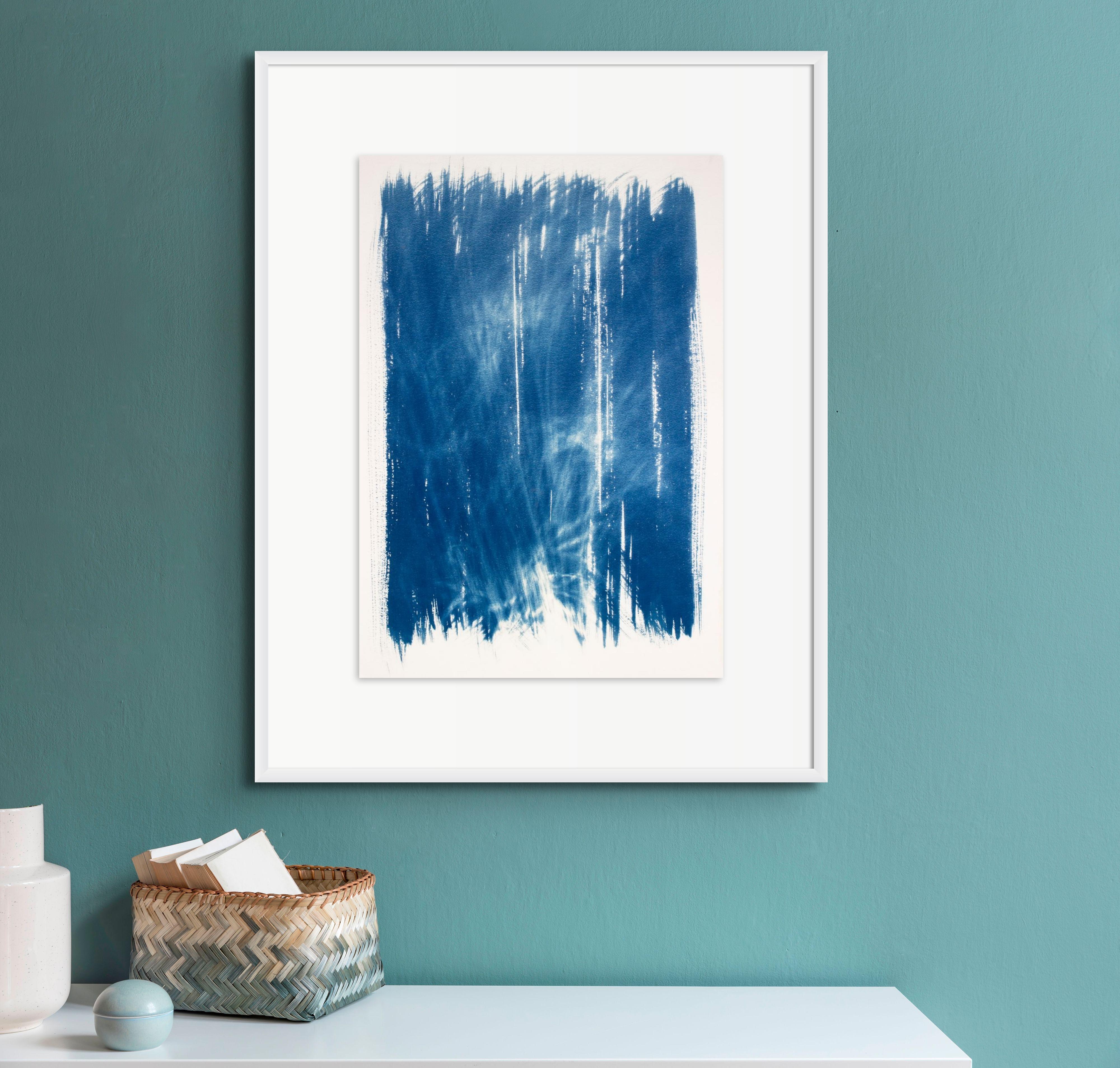 'Restlessly Westward'. Abstract Blue White Movement Minimalist Travel Nature For Sale 2