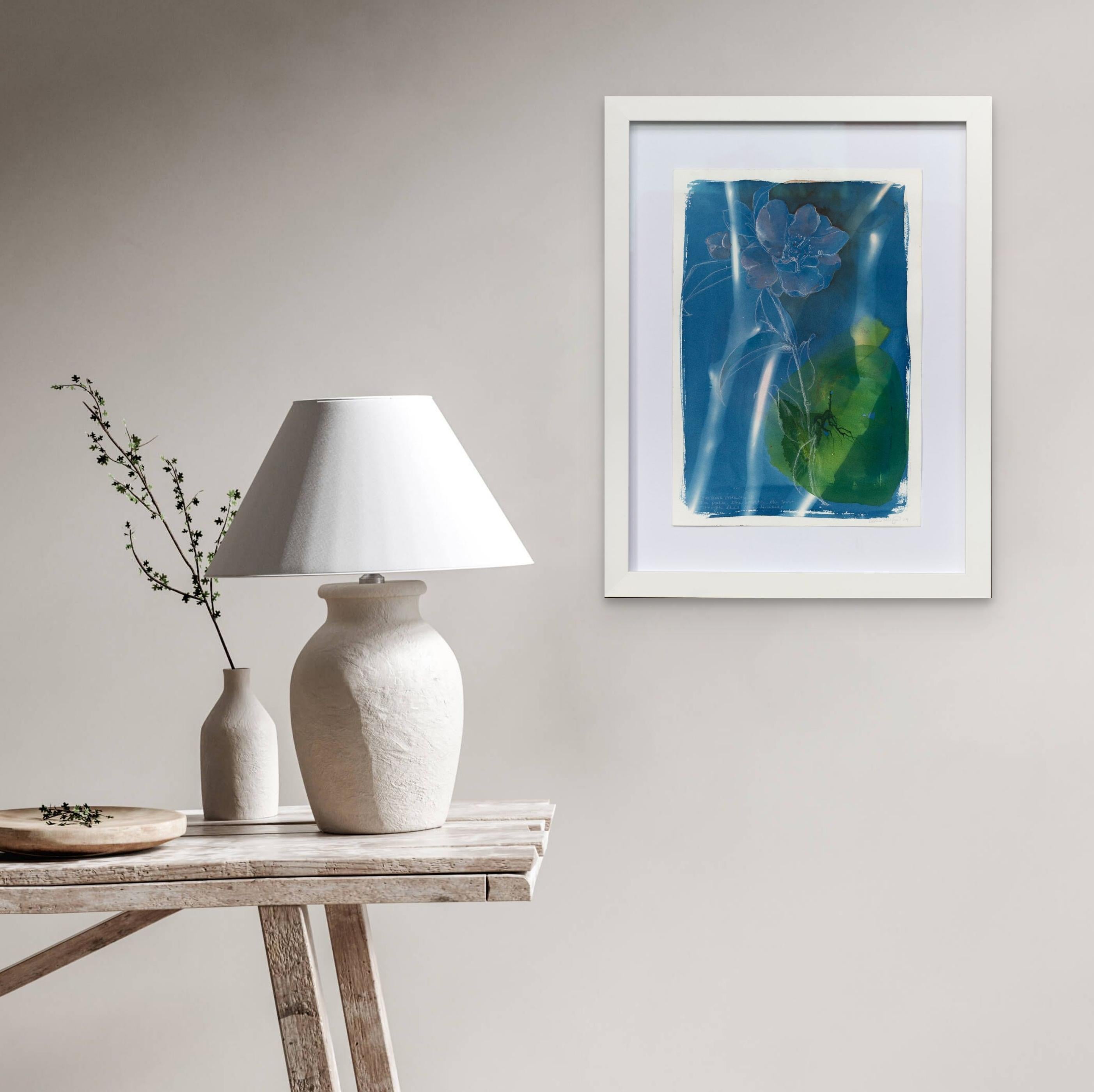 'Winter's Bones, Heart of Spring'. Contemporary still life blue floral nature For Sale 9