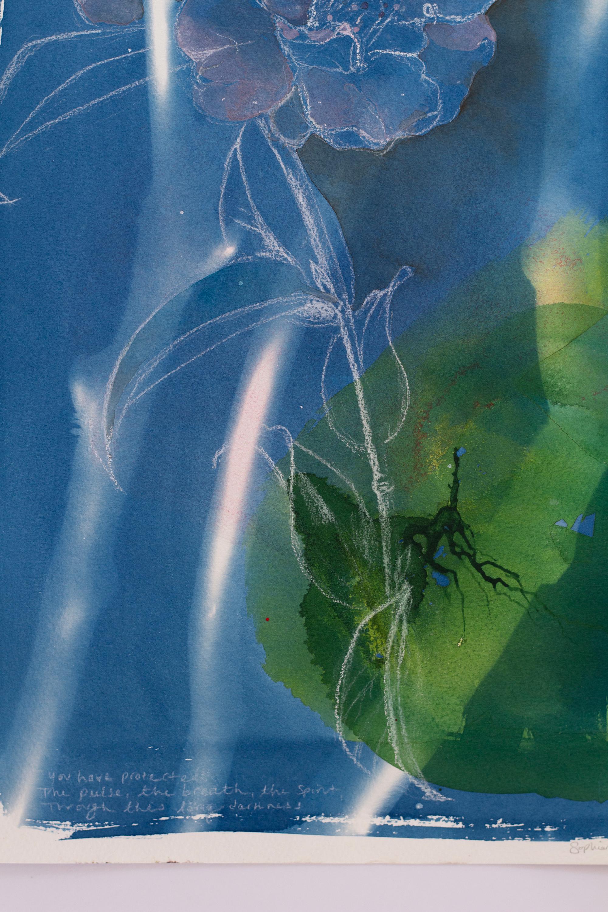 'Winter's Bones, Heart of Spring'. Contemporary still life blue floral nature For Sale 3