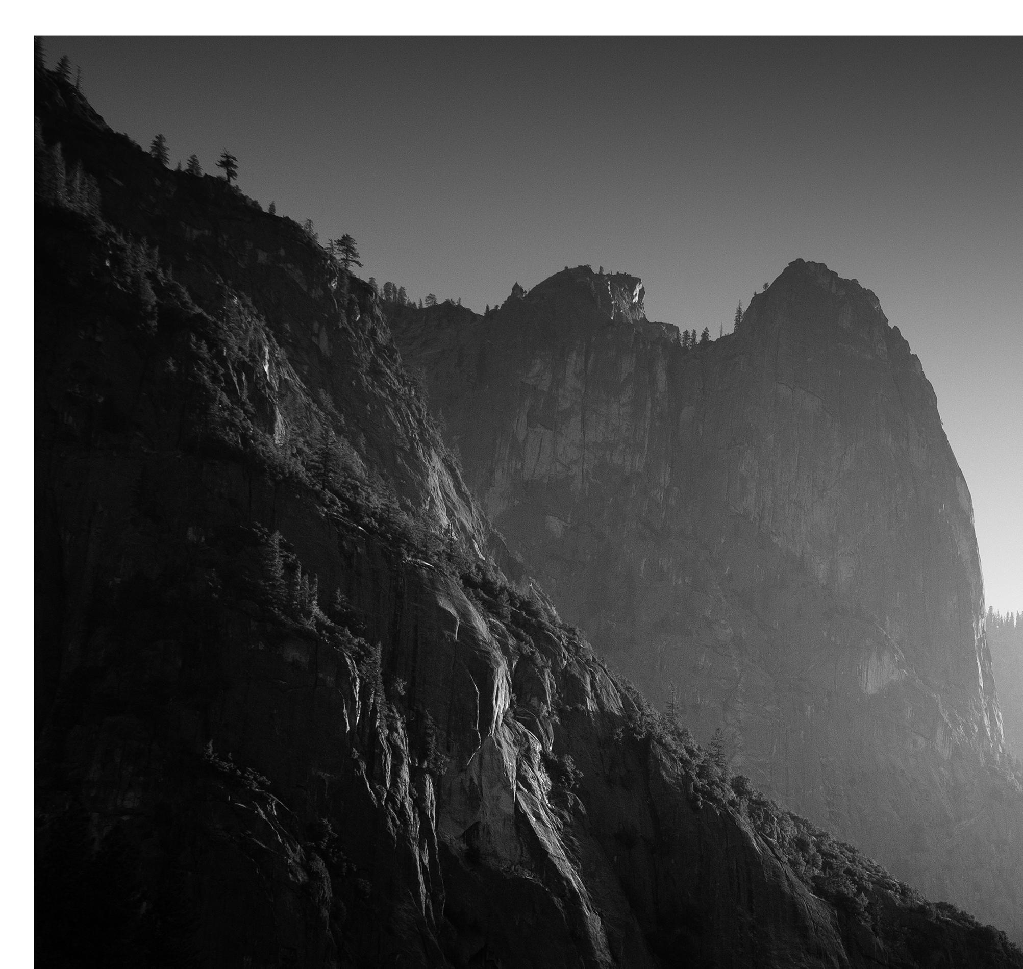 'Last Light' Limited edition photograph. Yosemite Mountains Trees Landscape - Black Landscape Photograph by Sophia Milligan