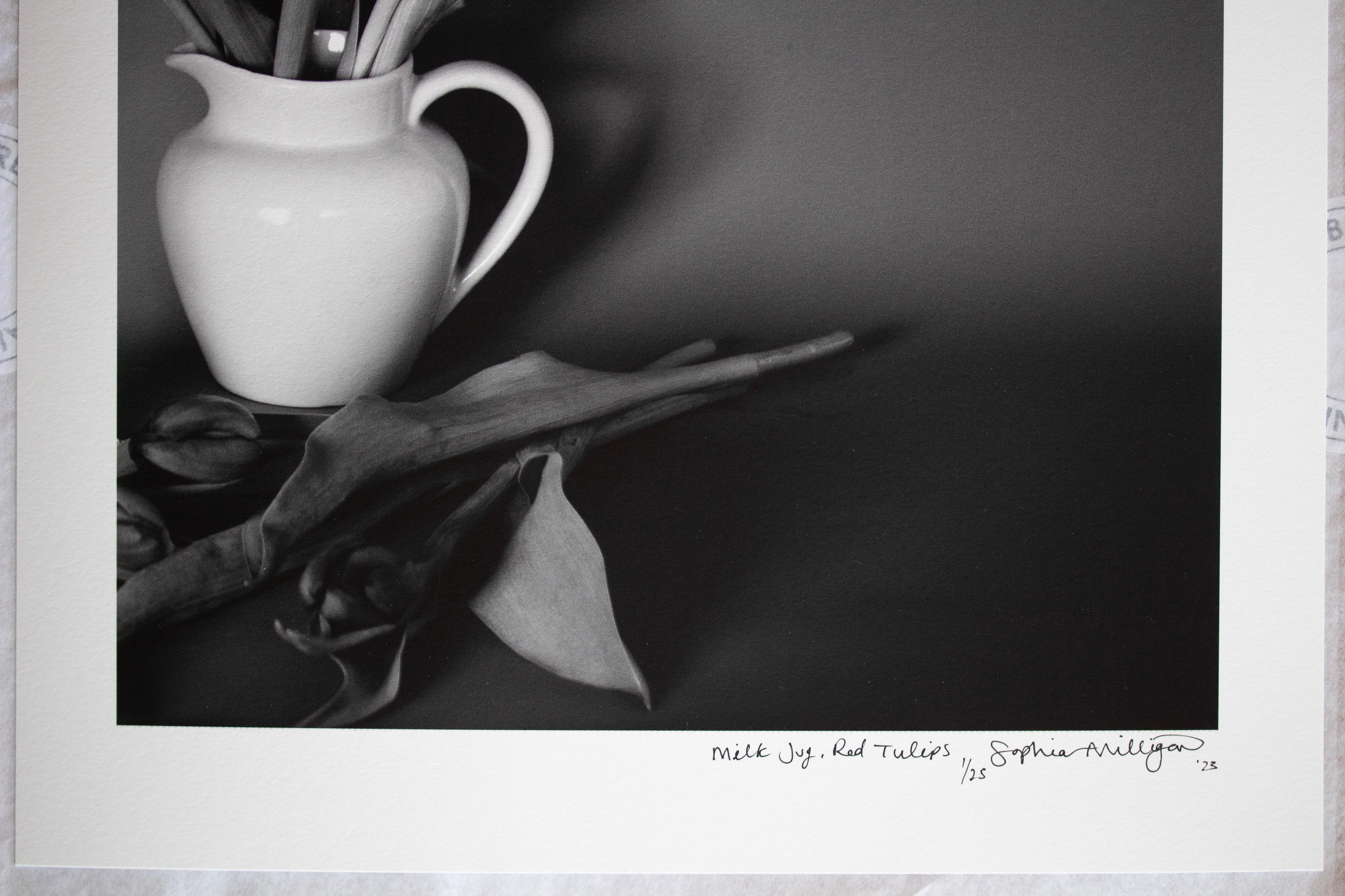'Milk Jug, Red Tulips' Limited Edition Photograph. Minimal Botanical Still Life  For Sale 3