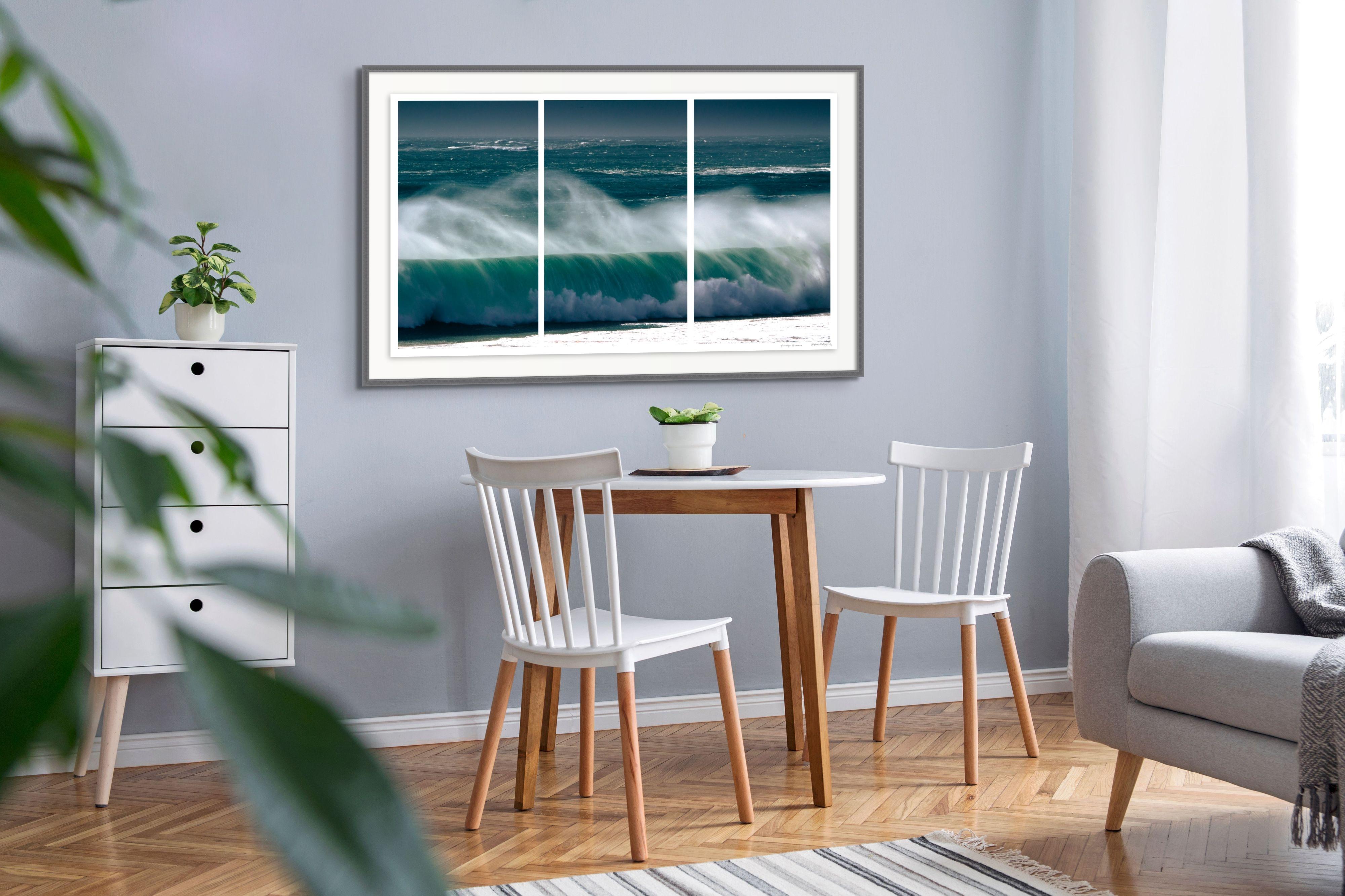 'Pounding Heart' Large scale triptych photograph. Ocean, sea, Beach cottage wave For Sale 3