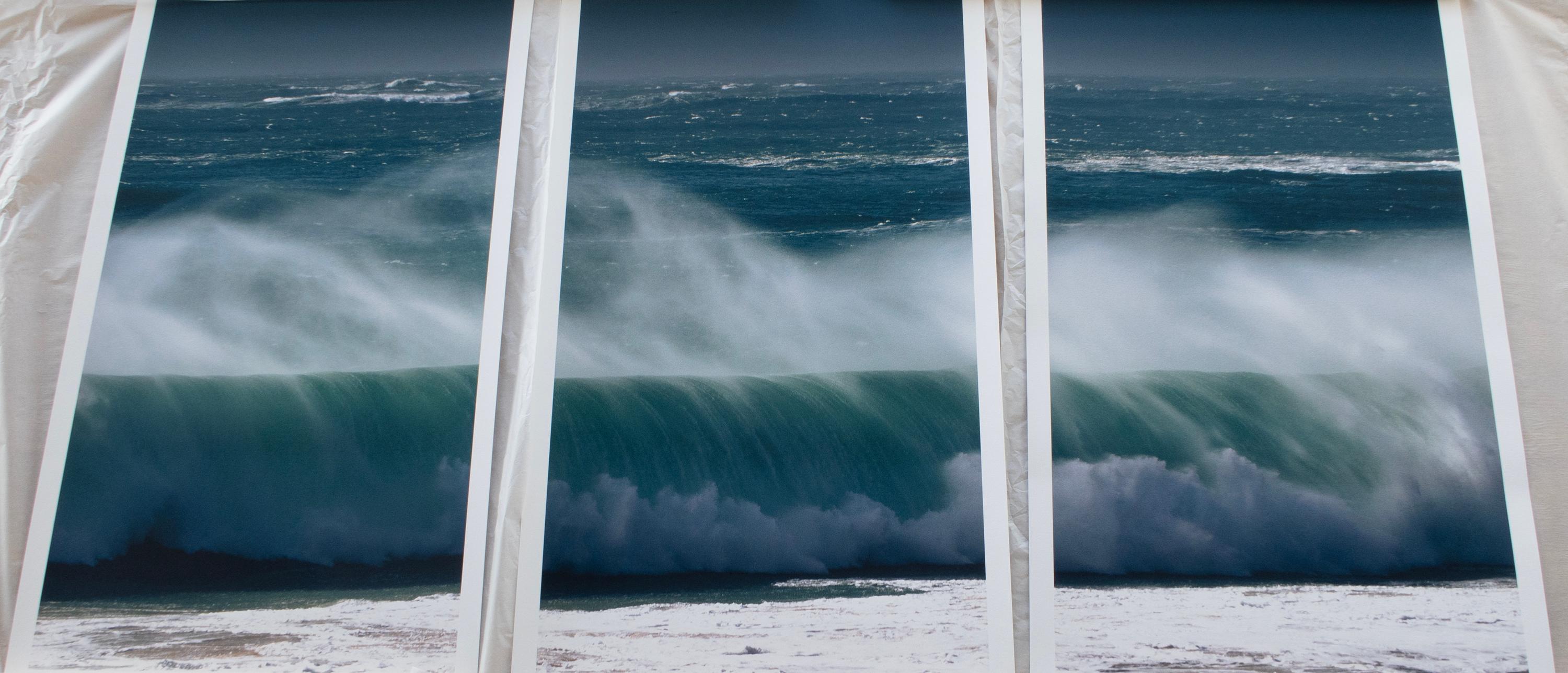 'Pounding Heart' Large scale triptych photograph. Ocean, sea, Beach cottage wave For Sale 5
