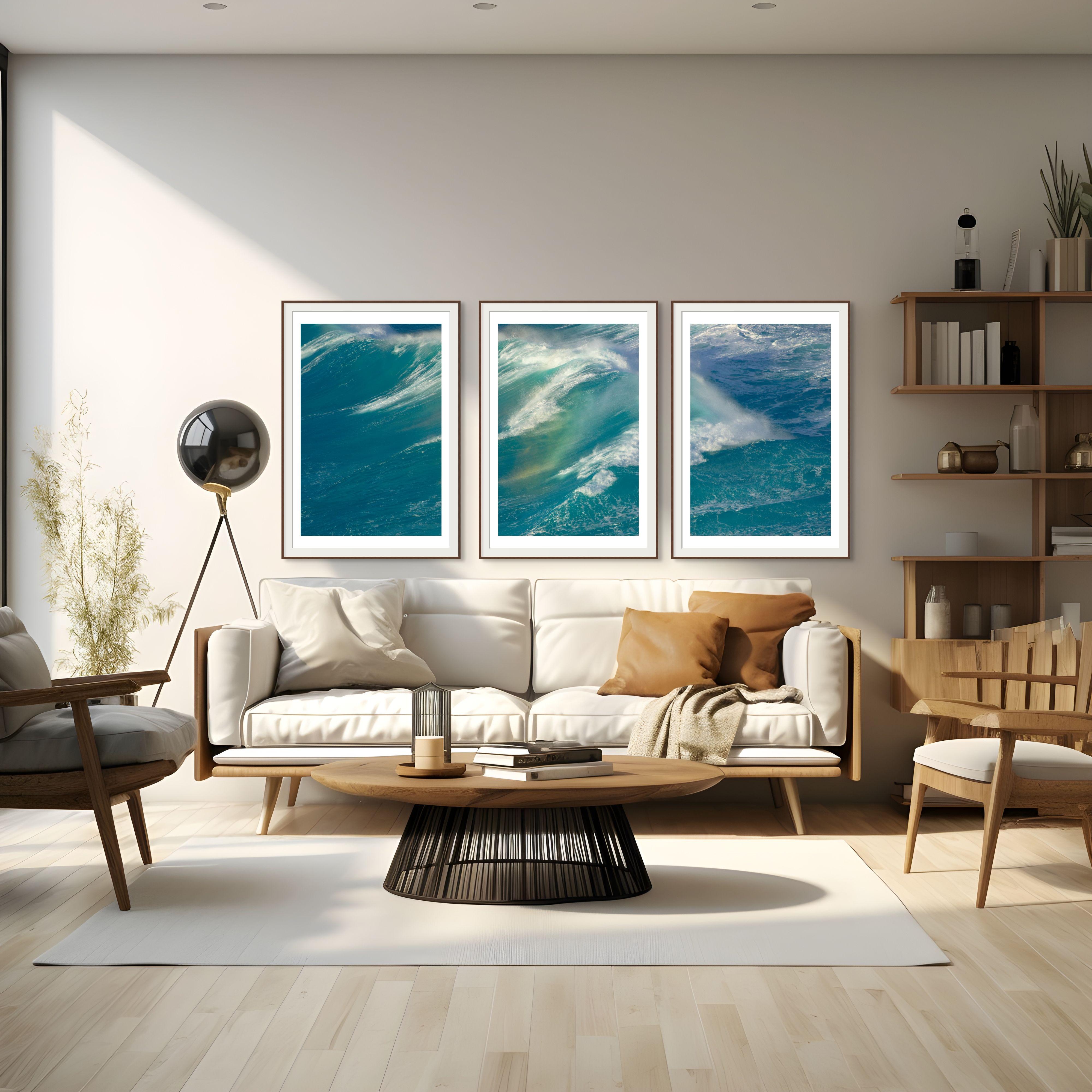 „Salted Rainbows, Off Shore, Atlantic“ Einzigartiges Triptychon. Windwasser im Ozean im Angebot 4