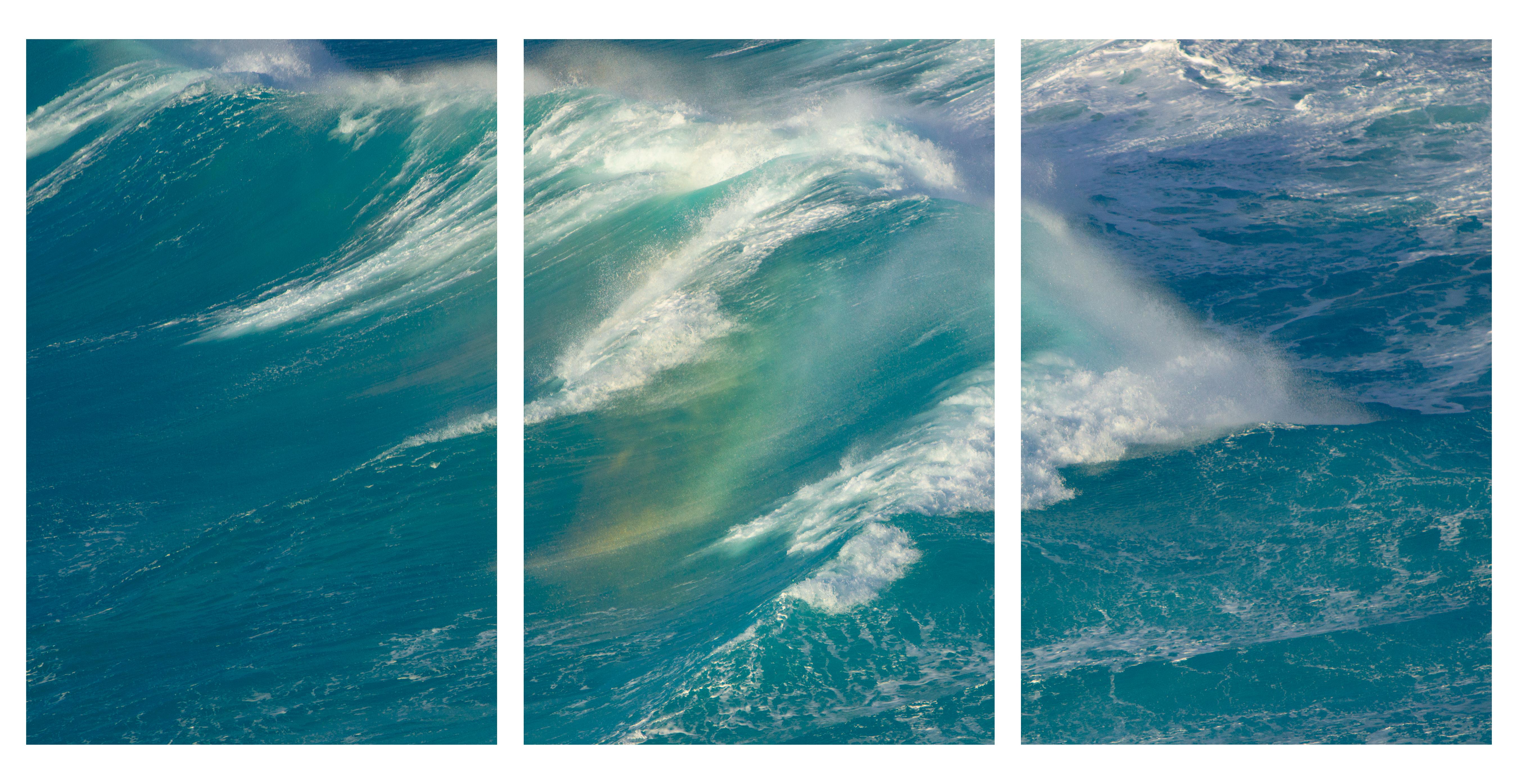 Triptyque unique « Saleted Rainbows, Off Shore, Atlantic » Aquarelle océanique
