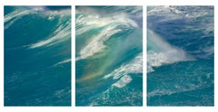 „Salted Rainbows, Off Shore, Atlantic“ Einzigartiges Triptychon. Windwasser im Ozean