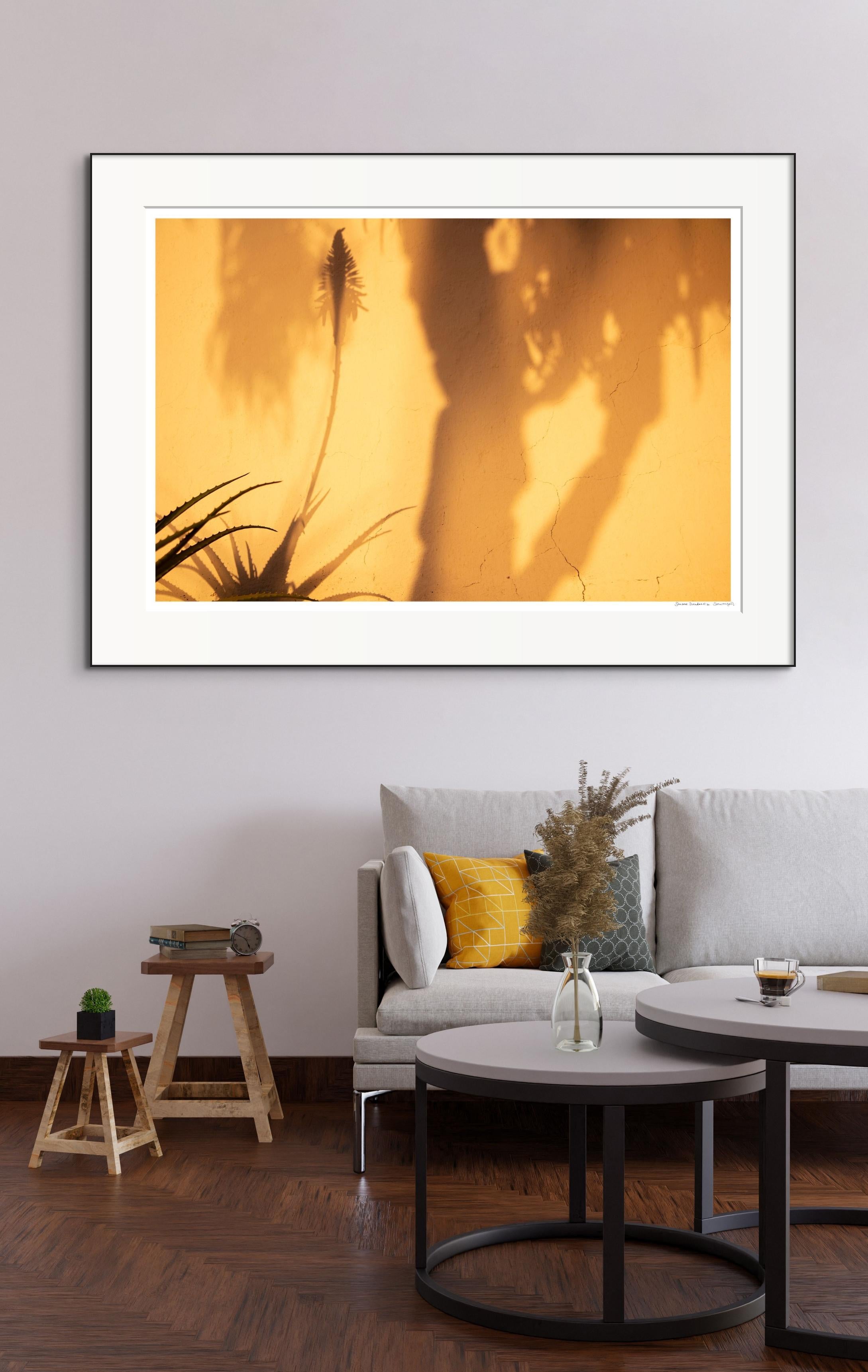 'Sombras Doradas (5)' Large Scale Photo, Desert Silhouette Sunset Yellow Gold - Orange Landscape Photograph by Sophia Milligan