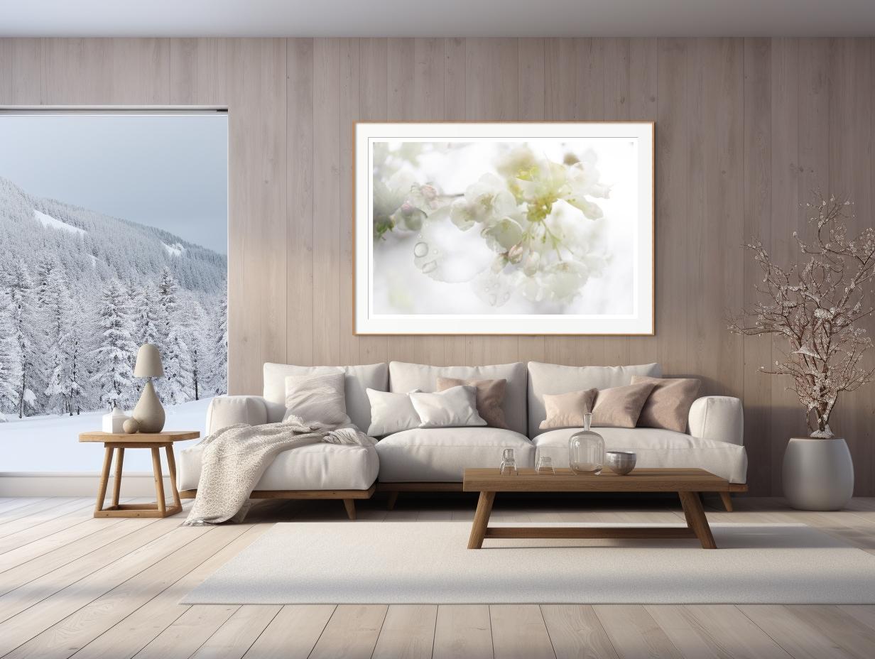 'Spring Rain' Large Scale Photograph Cherry blossom Sakura flowers green white For Sale 4