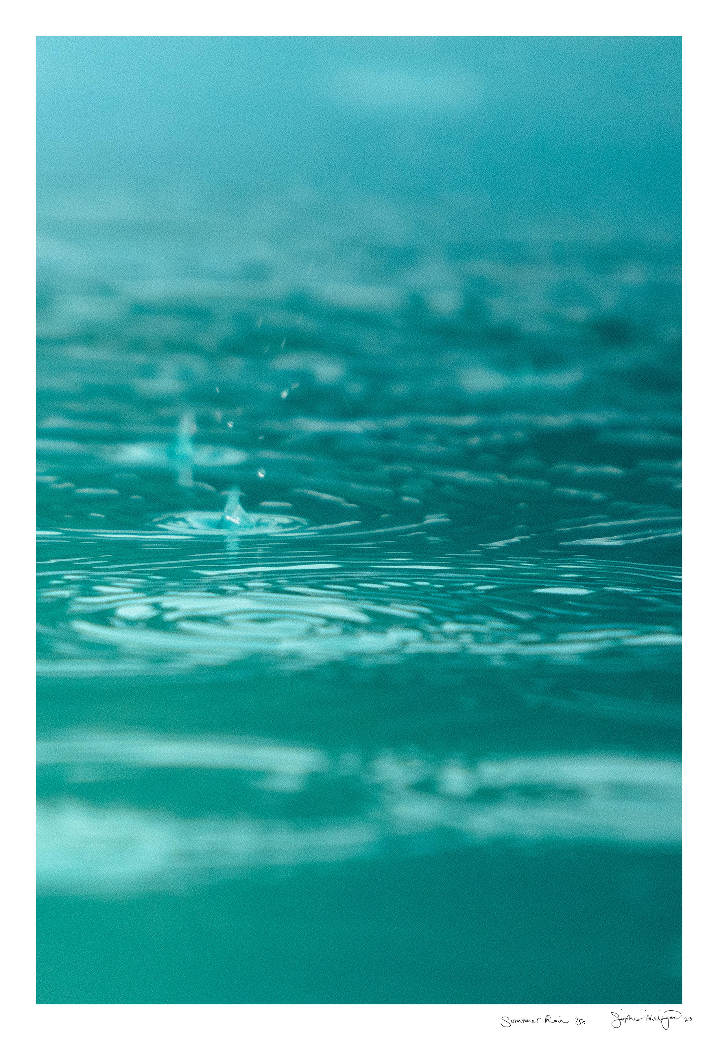 'Pioggia d'estate' Trittico fotografico in edizione limitata. Acqua della piscina blu verde verde 3