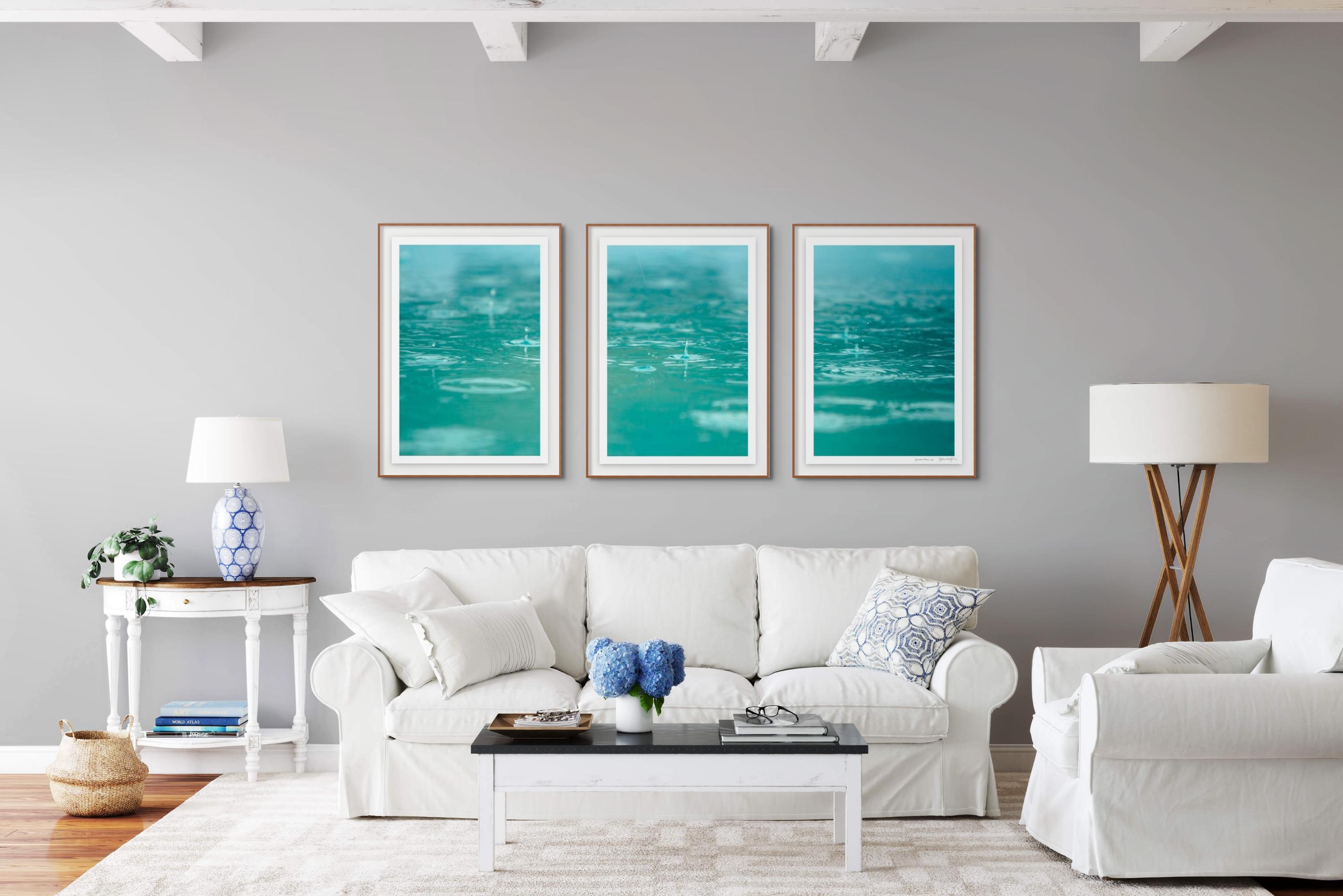 Triptyque photo « Summer Rain » en édition limitée. Eau de piscine bleu sarcelle vert en vente 2