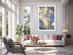 'Yellow is the Dawning of May' Large scale photograph flowers blue green pastel