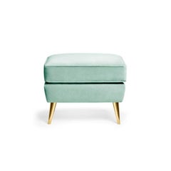 Sophia Ottoman in Green Duck Egg Cotton Velvet & Brushed Brass by Munna