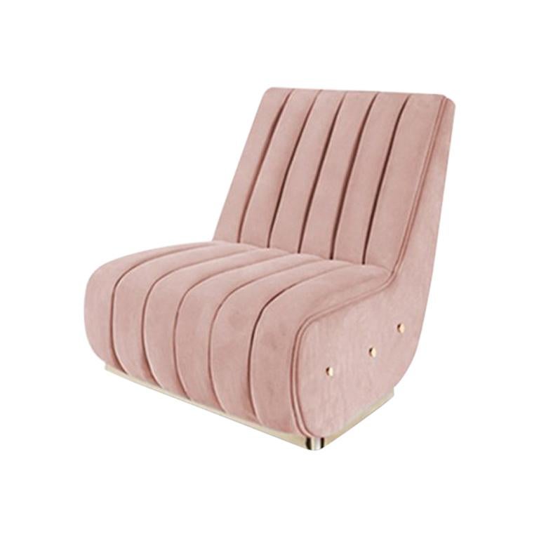 Sophia Single Sofa in Light Pink Velvet For Sale