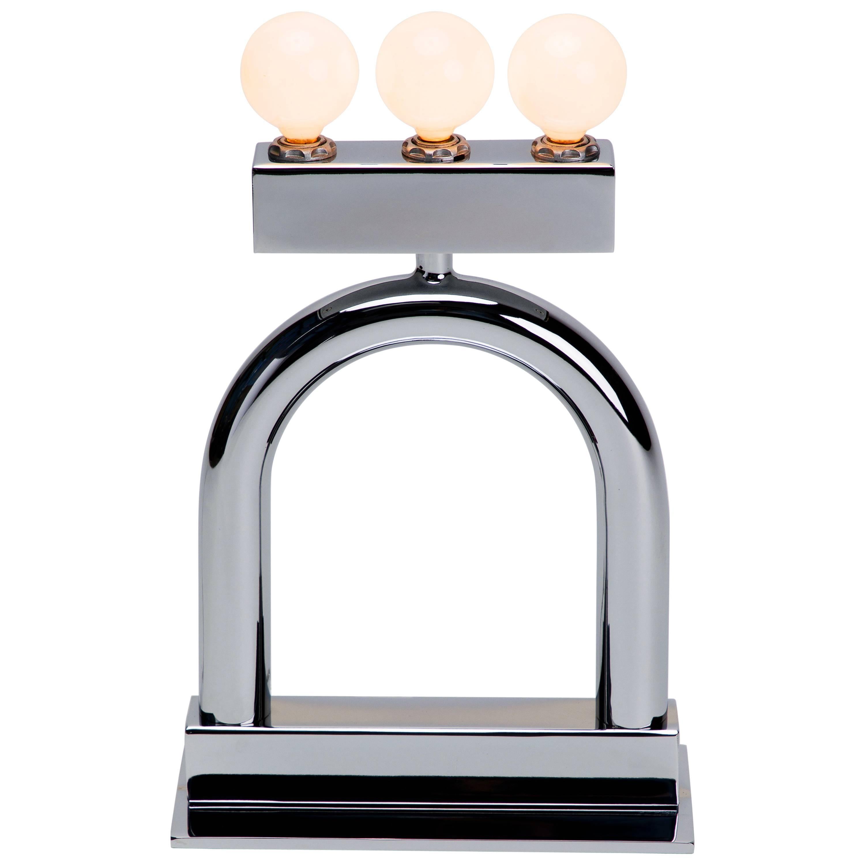 Sophia Modern Sculptural Table Lamp, ChromePlated For Sale at 1stDibs