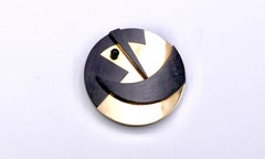 Sophia Vari "Ménélas" Unique abstract gold, ebony and onyx brooch, 2014