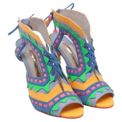 Sophia Webster Beaded Laced Sandal Heels in Multicolor Leather