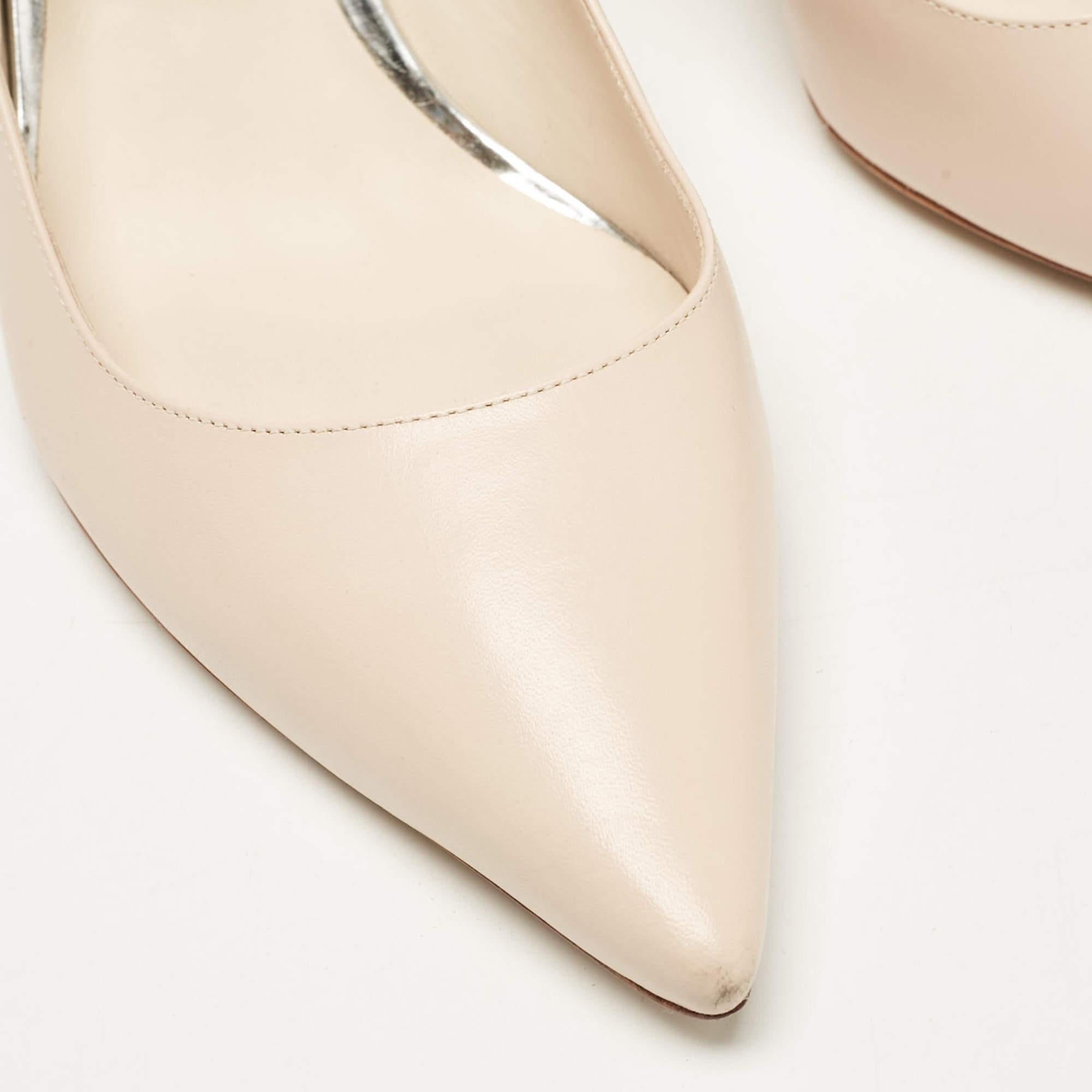 Sophia Webster Beige/Silver Leather Angelo Slingback Pumps 39 3