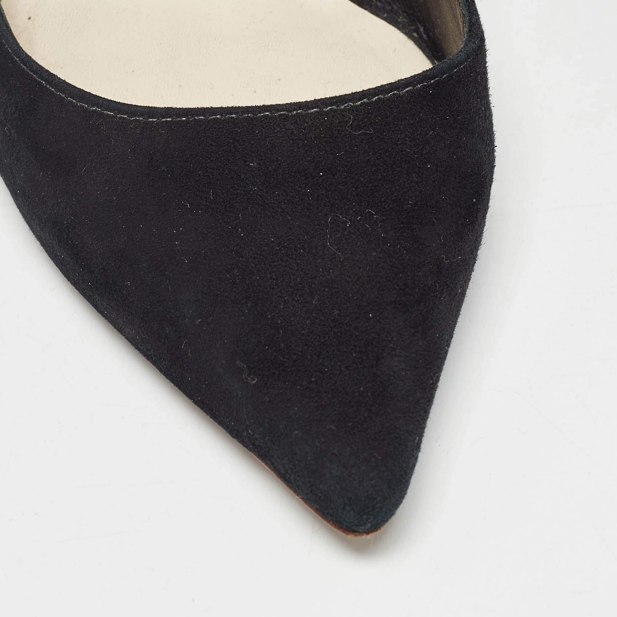 Sophia Webster Black Bronze Suede Leather Angelo Slingback Pumps Size 37 For Sale 3