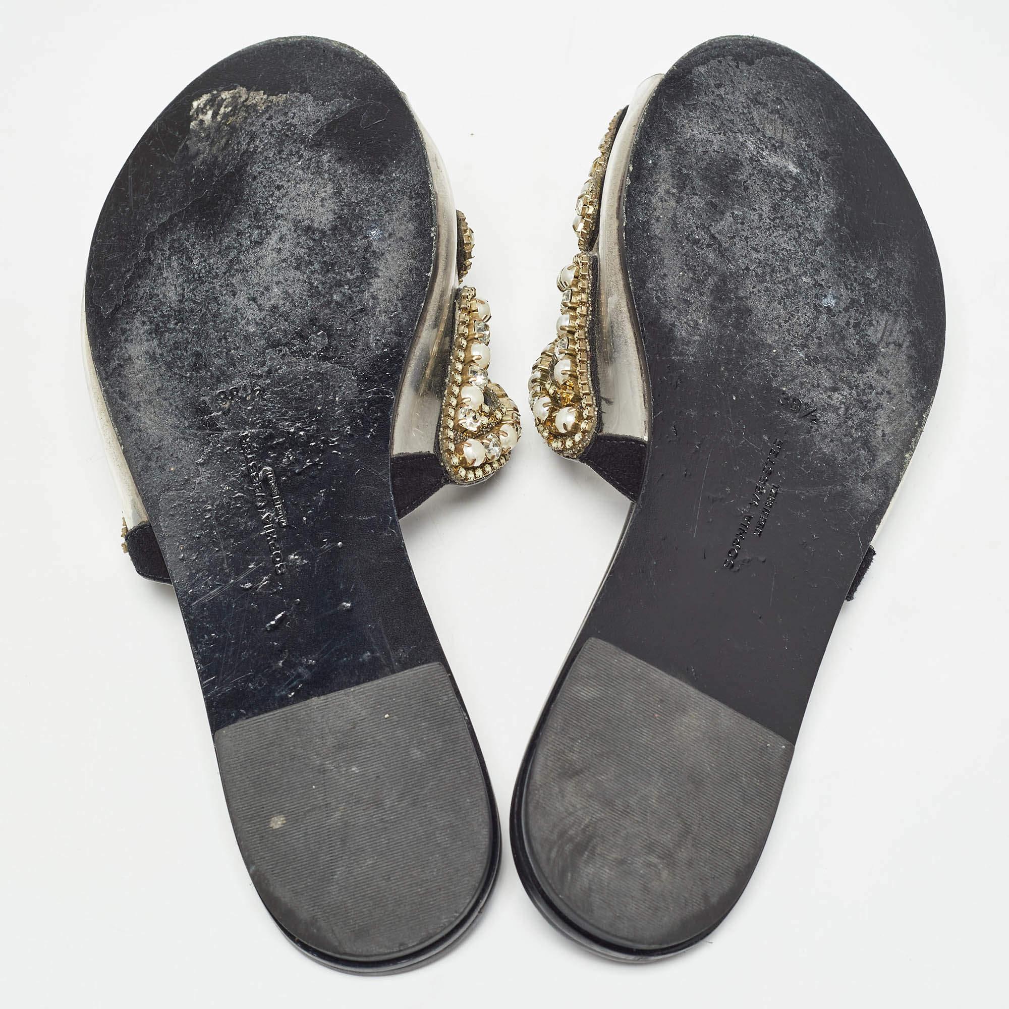 Sophia Webster Black Leather and PVC Madame Butterfly Slide Flats Size 38.5 For Sale 2