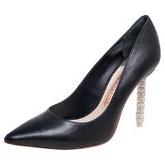 Sophia Webster Black Leather Coco Embellished Heel Pumps Size 36.5