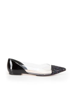 Sophia Webster Black Patent Daria 85 Glitter Flats Size UK 5