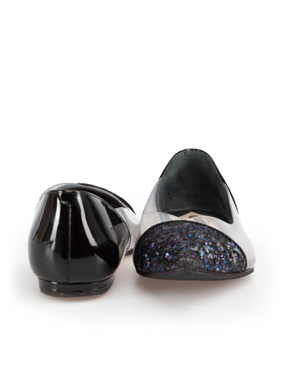 Sophia Webster Daria 85 Glitter-Flats aus schwarzem Lack Daria in Glitter, Größe UK 5 (Schwarz) im Angebot