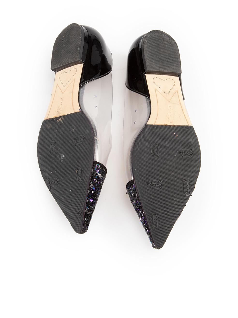 Sophia Webster Daria 85 Glitter-Flats aus schwarzem Lack Daria in Glitter, Größe UK 5 im Zustand �„Gut“ im Angebot in London, GB