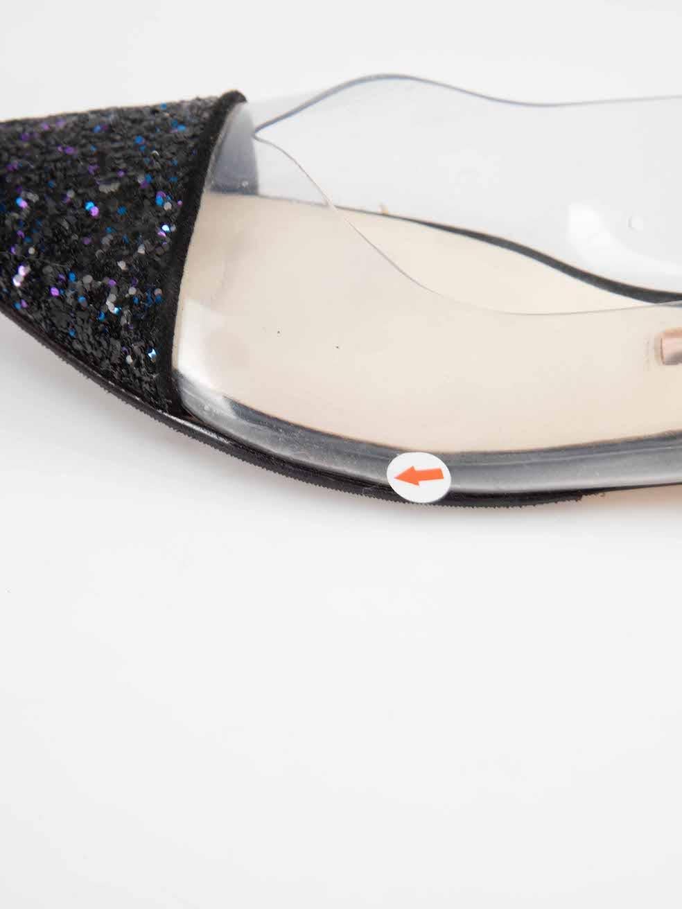 Sophia Webster Daria 85 Glitter-Flats aus schwarzem Lack Daria in Glitter, Größe UK 5 im Angebot 1