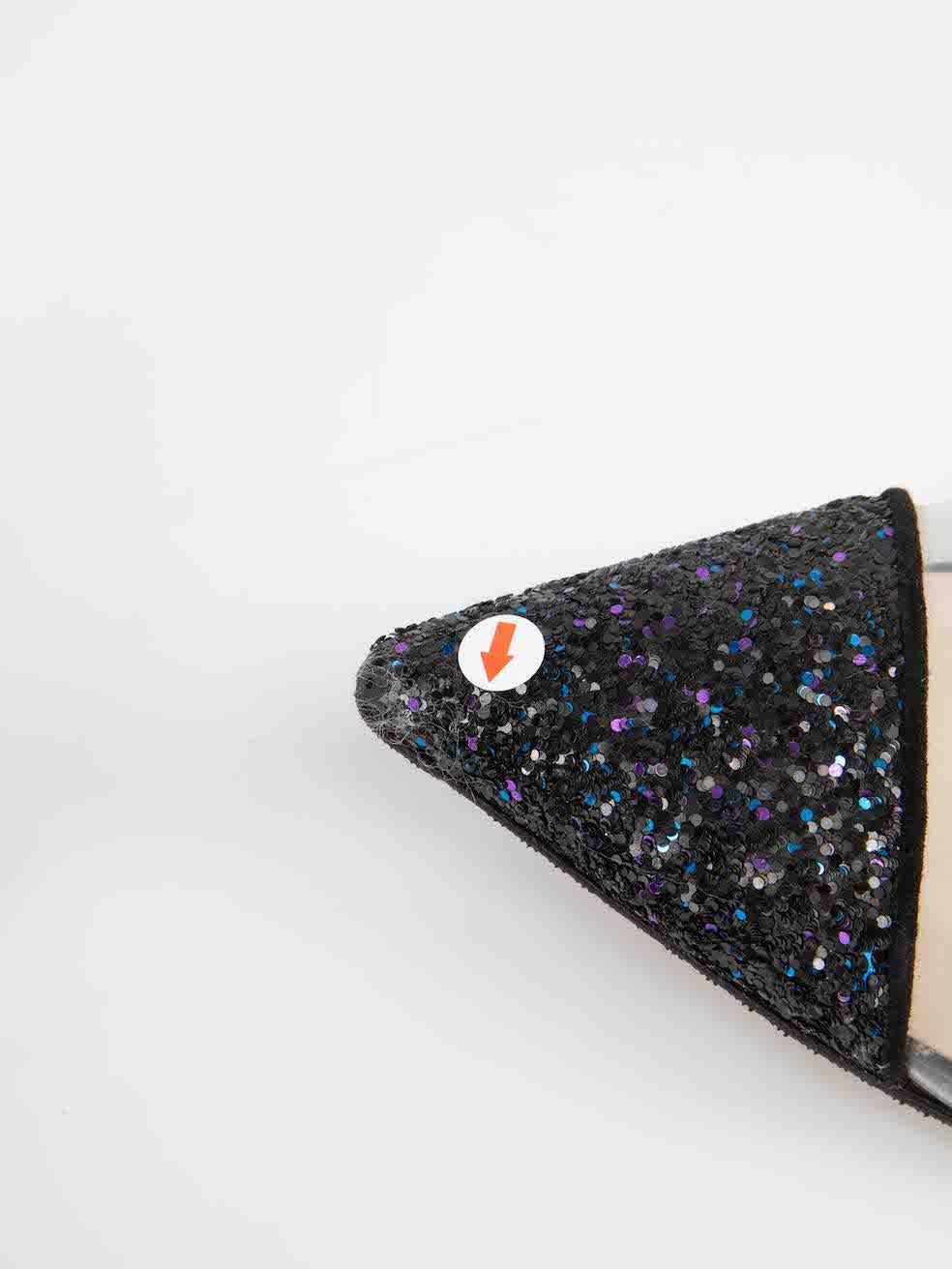 Sophia Webster Daria 85 Glitter-Flats aus schwarzem Lack Daria in Glitter, Größe UK 5 im Angebot 2