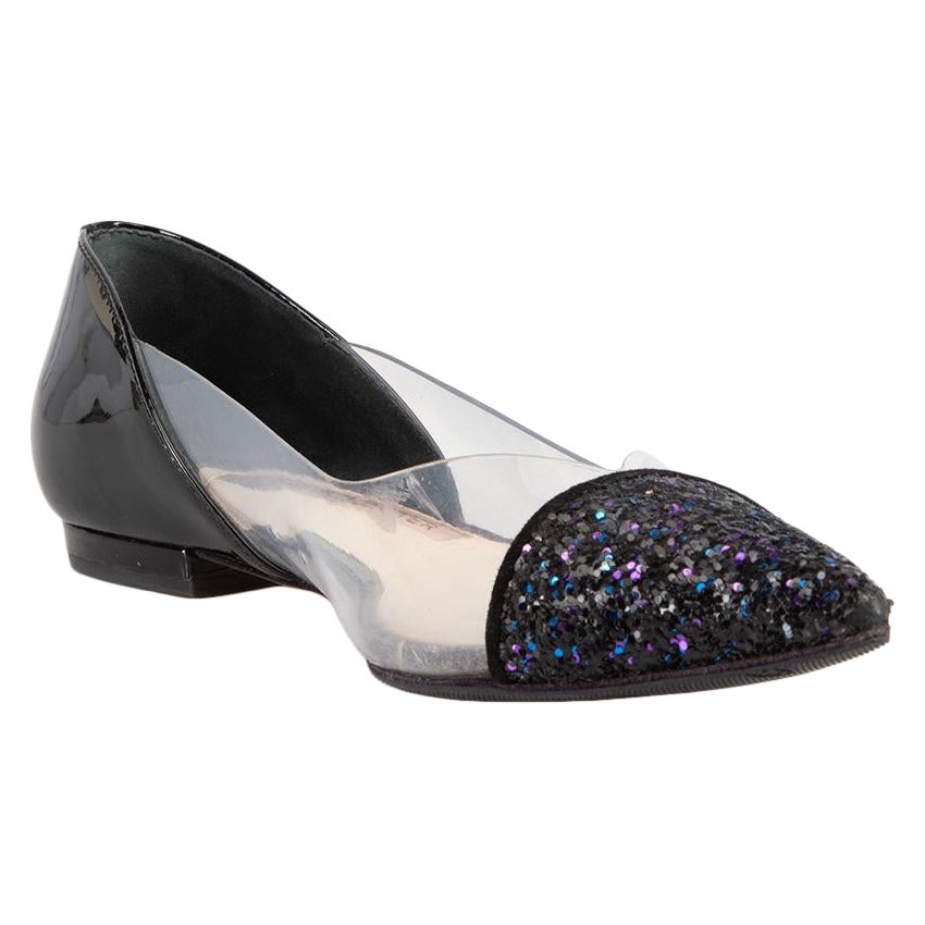 Sophia Webster Daria 85 Glitter-Flats aus schwarzem Lack Daria in Glitter, Größe UK 5