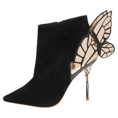 Sophia Webster Black/Rose Gold Suede And Leather Chiara Wing Ankle Boots Size 37