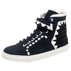Sophia Webster Black Suede and Patent Leather Riko High Top Sneakers Size 39.5