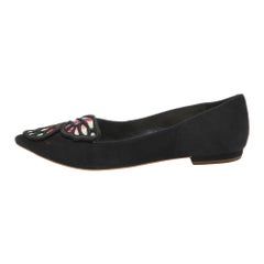 Sophia Webster Black Suede Bibi Butterfly Ballet Flats Size 38.5