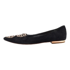 Sophia Webster Black Suede Bibi Butterfly Pointed Toe Ballet Flats Size 39