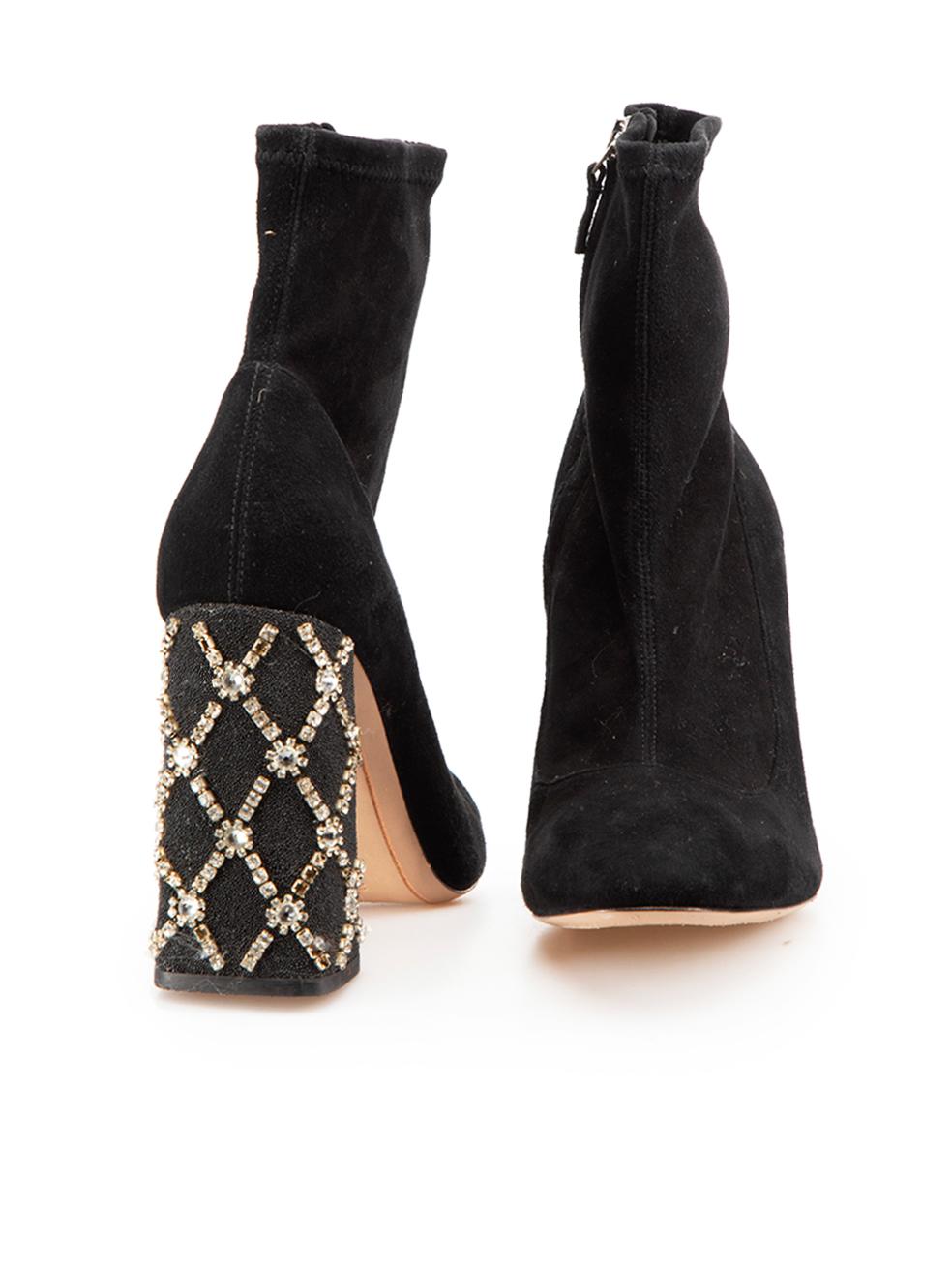 Noir Sophia Webster Bottes en daim noir à talons en cristal Taille IT 39 en vente