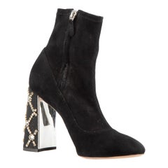 Sophia Webster Bottes en daim noir à talons en cristal Taille IT 39
