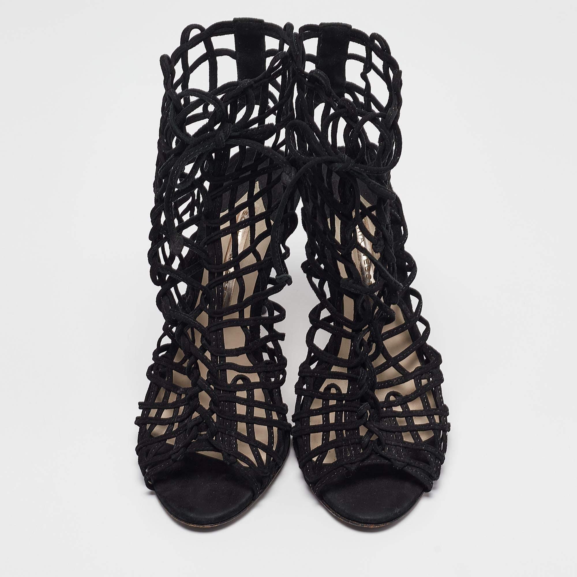 Sophia Webster Black Suede Delphine Lace Up Sandals Size 39 In Fair Condition In Dubai, Al Qouz 2