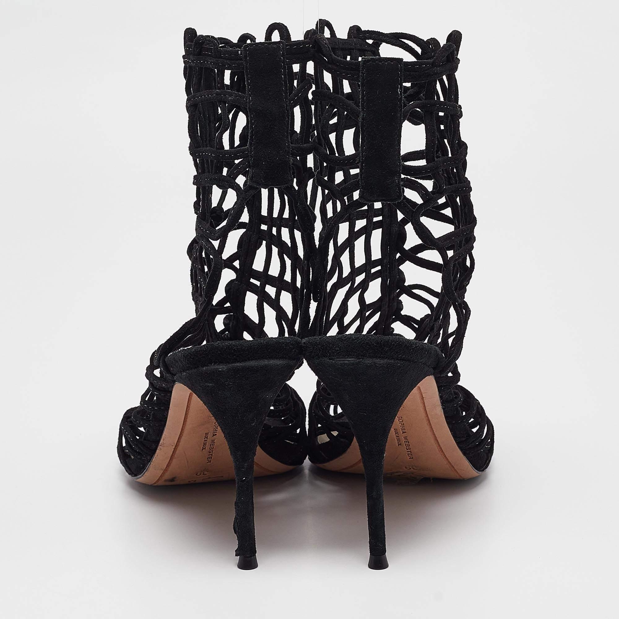Sophia Webster Black Suede Delphine Lace Up Sandals Size 39 1
