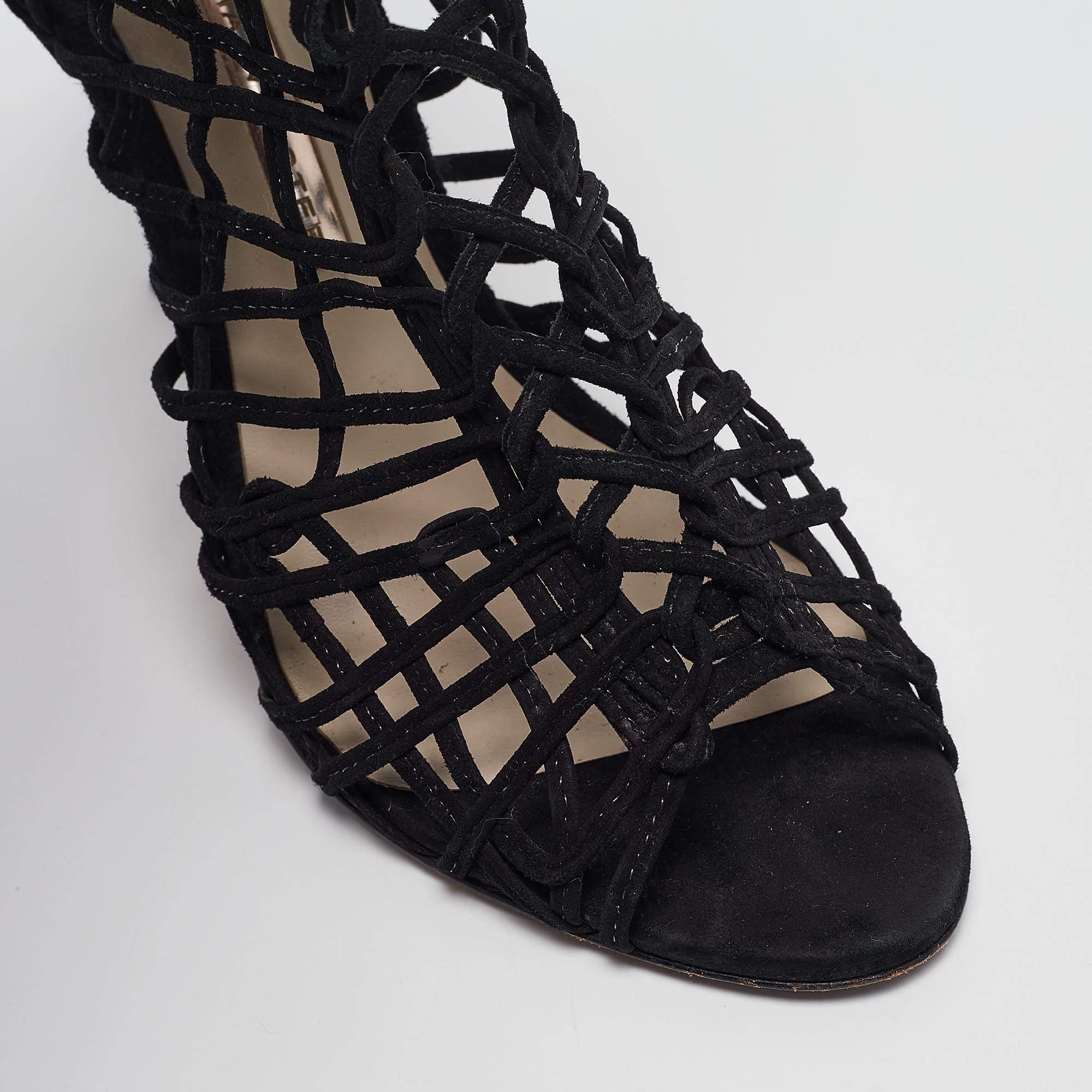 Sophia Webster Black Suede Delphine Lace Up Sandals Size 39 3