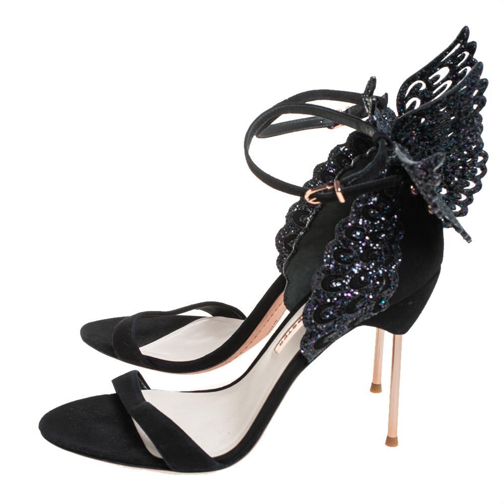 Sophia Webster Black Suede Evangeline Sandals Size 42 2