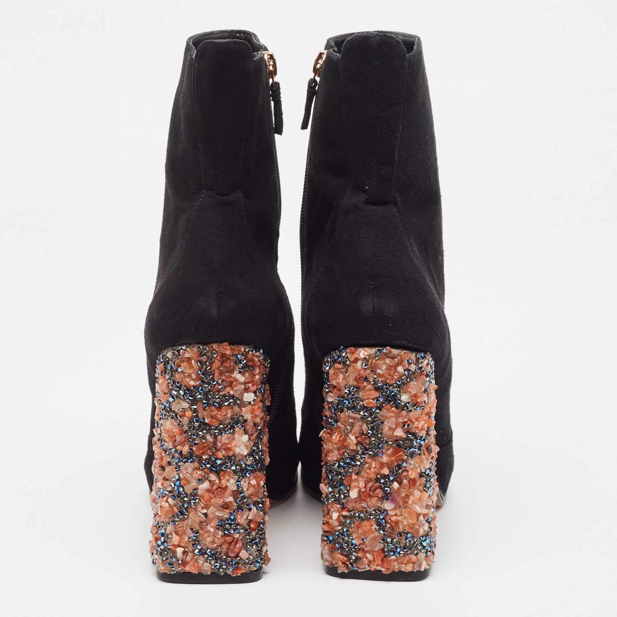 Sophia Webster Black Suede Felicity Ankle Boots Size 41.5 For Sale 1